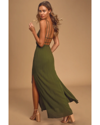 Lost in Paradise Olive Green Maxi Dress